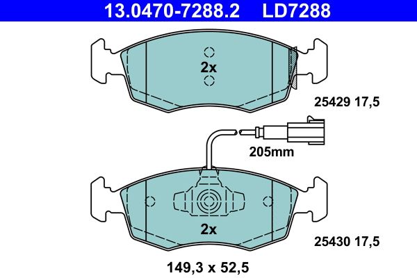 ATE 13.0470-7288.2 Brake Pad Set, disc brake