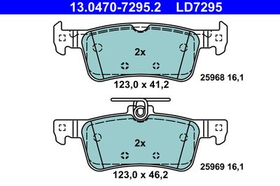 Brake Pad Set, disc brake ATE 13.0470-7295.2