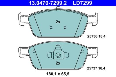 Brake Pad Set, disc brake ATE 13.0470-7299.2