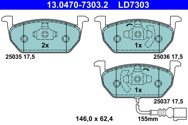 ATE 13.0470-7303.2 Brake Pad Set, disc brake
