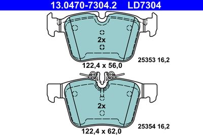 Brake Pad Set, disc brake ATE 13.0470-7304.2