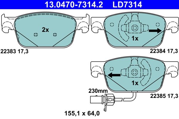 ATE 13.0470-7314.2 Brake Pad Set, disc brake