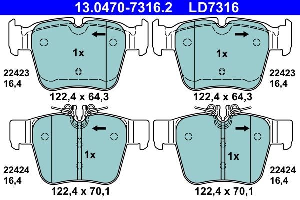 ATE 13.0470-7316.2 Brake Pad Set, disc brake