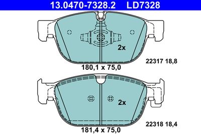 Brake Pad Set, disc brake ATE 13.0470-7328.2