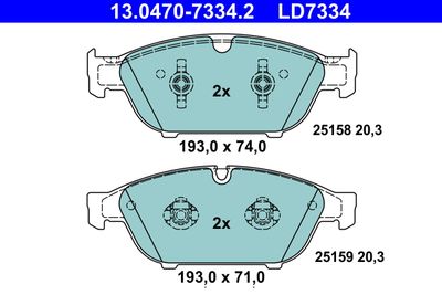 Brake Pad Set, disc brake ATE 13.0470-7334.2