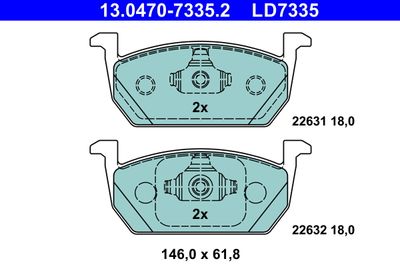 Brake Pad Set, disc brake ATE 13.0470-7335.2