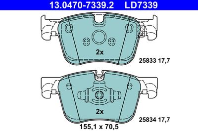 Brake Pad Set, disc brake ATE 13.0470-7339.2