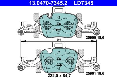 Brake Pad Set, disc brake ATE 13.0470-7345.2