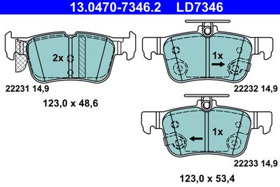 Brake Pad Set, disc brake ATE 13.0470-7346.2