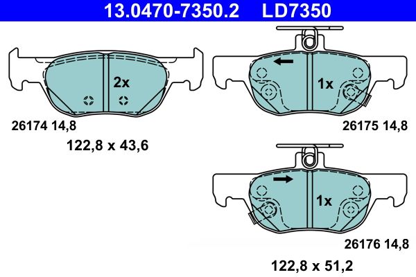 ATE 13.0470-7350.2 Brake Pad Set, disc brake