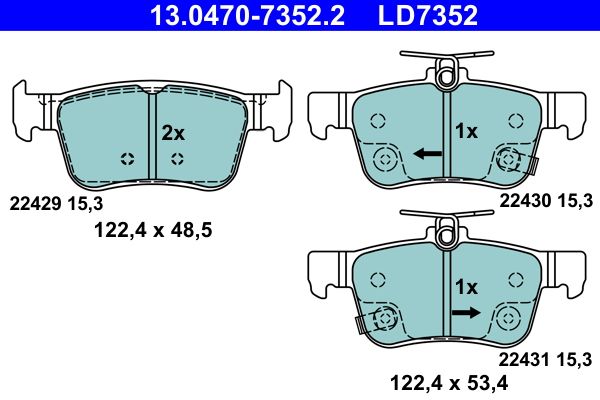 ATE 13.0470-7352.2 Brake Pad Set, disc brake