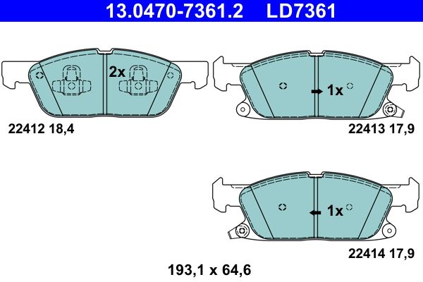 ATE 13.0470-7361.2 Brake Pad Set, disc brake