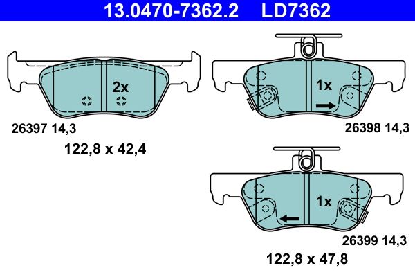 ATE 13.0470-7362.2 Brake Pad Set, disc brake