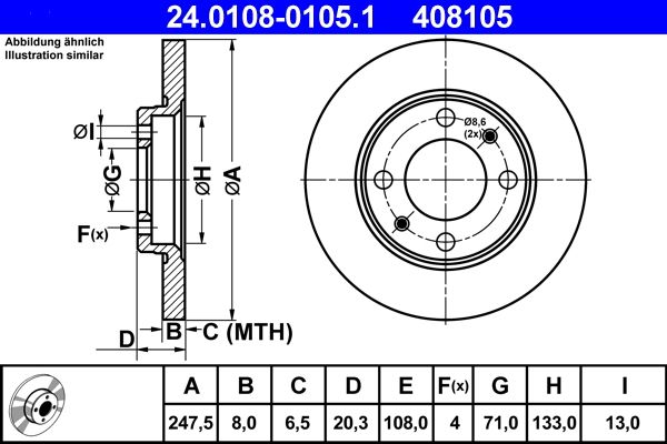 ATE 24.0108-0105.1 Brake Disc