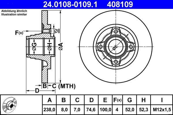 ATE 24.0108-0109.1 Brake Disc