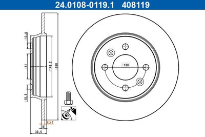 Brake Disc ATE 24.0108-0119.1