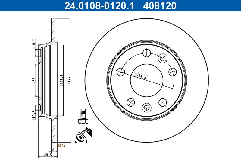 ATE 24.0108-0120.1 Brake Disc