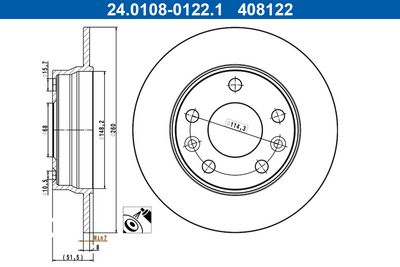 Brake Disc ATE 24.0108-0122.1
