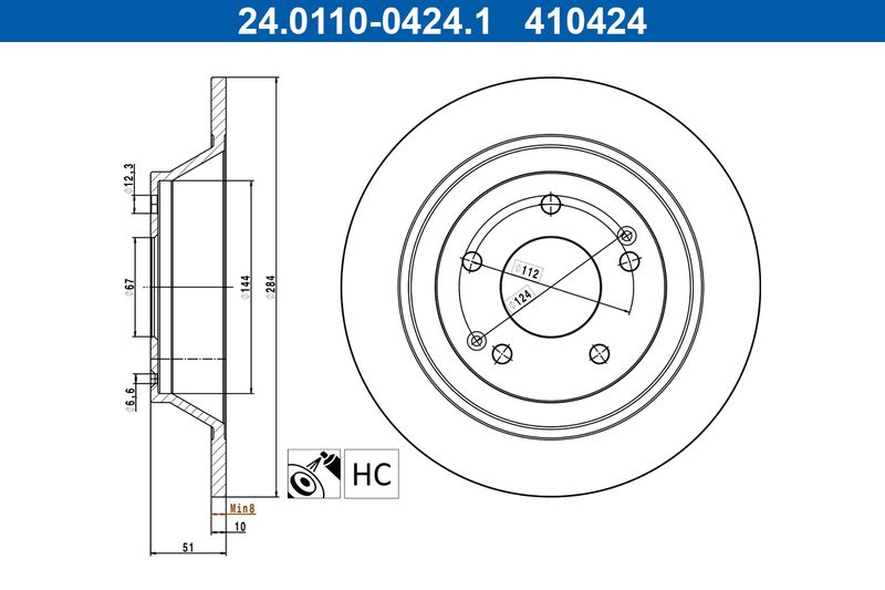 ATE 24.0110-0424.1 Brake Disc