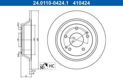 Brake Disc ATE 24.0110-0424.1