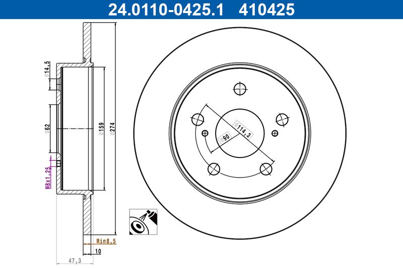 ATE 24.0110-0425.1 Brake Disc