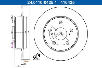 Brake Disc ATE 24.0110-0425.1