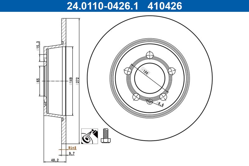 ATE 24.0110-0426.1 Brake Disc
