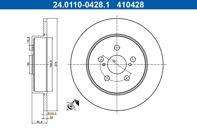 ATE 24.0110-0428.1 Brake Disc