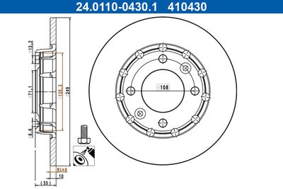 Brake Disc ATE 24.0110-0430.1