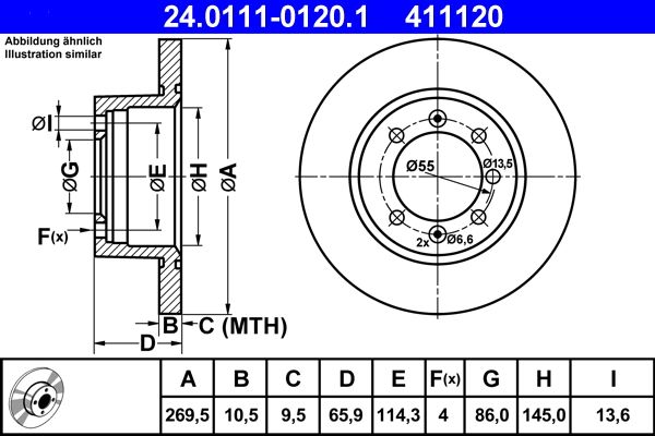 ATE 24.0111-0120.1 Brake Disc