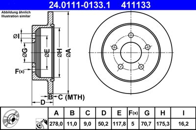 Brake Disc ATE 24.0111-0133.1