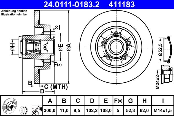 ATE 24.0111-0183.2 Brake Disc