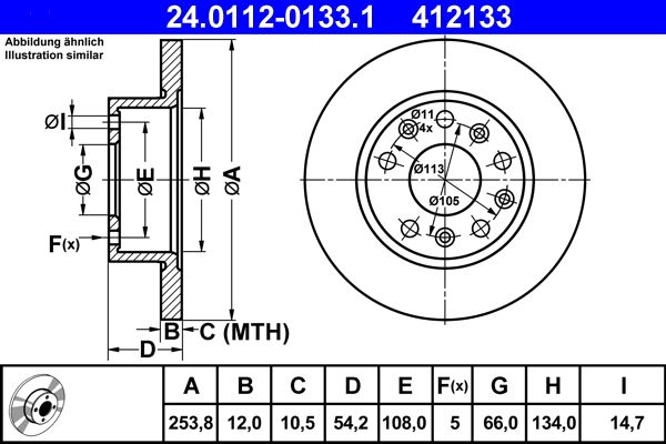 ATE 24.0112-0133.1 Brake Disc
