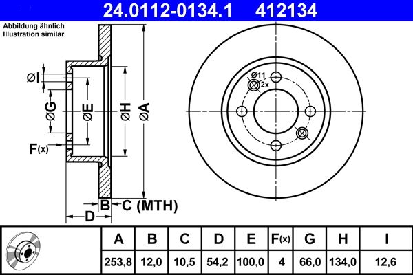 ATE 24.0112-0134.1 Brake Disc