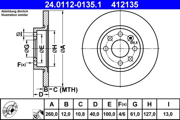 ATE 24.0112-0135.1 Brake Disc