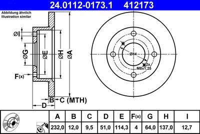 Brake Disc ATE 24.0112-0173.1