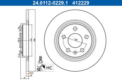Brake Disc ATE 24.0112-0229.1