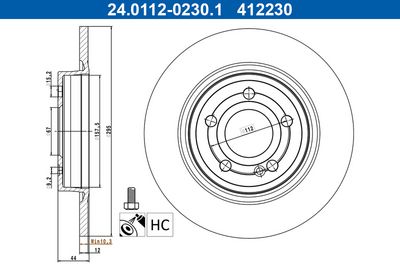 Brake Disc ATE 24.0112-0230.1