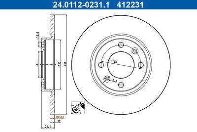 Brake Disc ATE 24.0112-0231.1