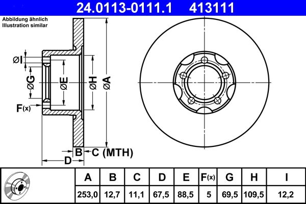 ATE 24.0113-0111.1 Brake Disc