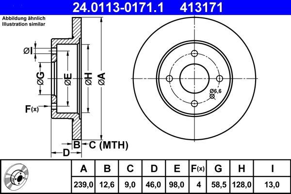 ATE 24.0113-0171.1 Brake Disc