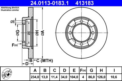 Brake Disc ATE 24.0113-0183.1