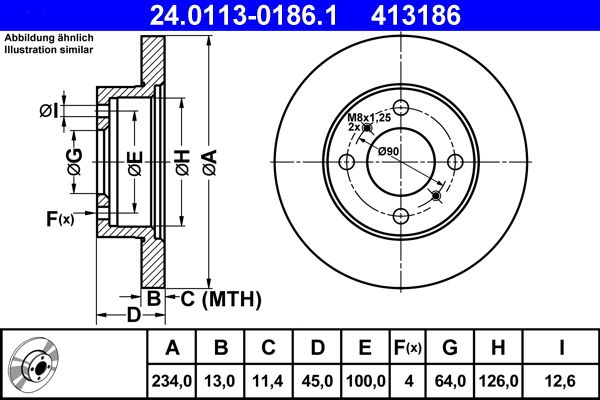 ATE 24.0113-0186.1 Brake Disc