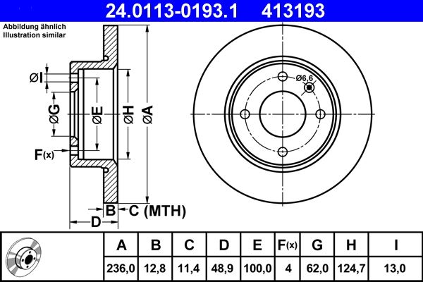 ATE 24.0113-0193.1 Brake Disc