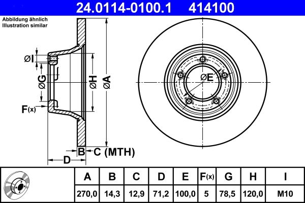 ATE 24.0114-0100.1 Brake Disc