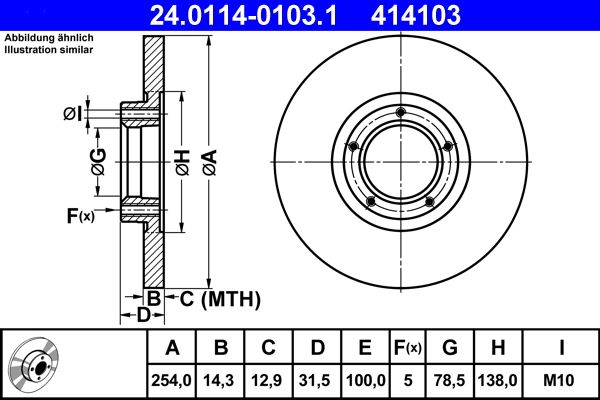 ATE 24.0114-0103.1 Brake Disc