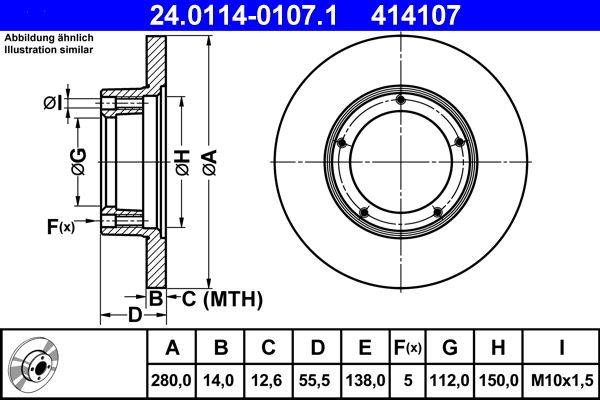 ATE 24.0114-0107.1 Brake Disc