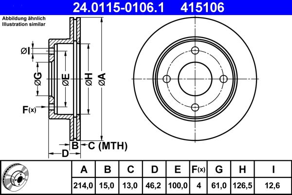 ATE 24.0115-0106.1 Brake Disc