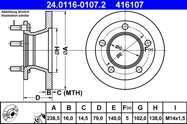 ATE 24.0116-0107.2 Brake Disc