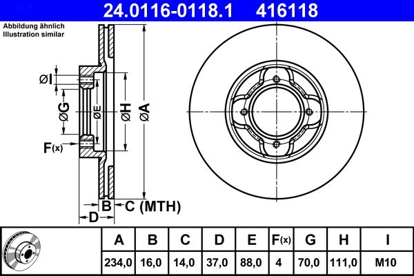 ATE 24.0116-0118.1 Brake Disc
